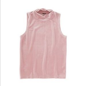 J Crew Womens Mock Neck Velvet Pink Sleeveless Top